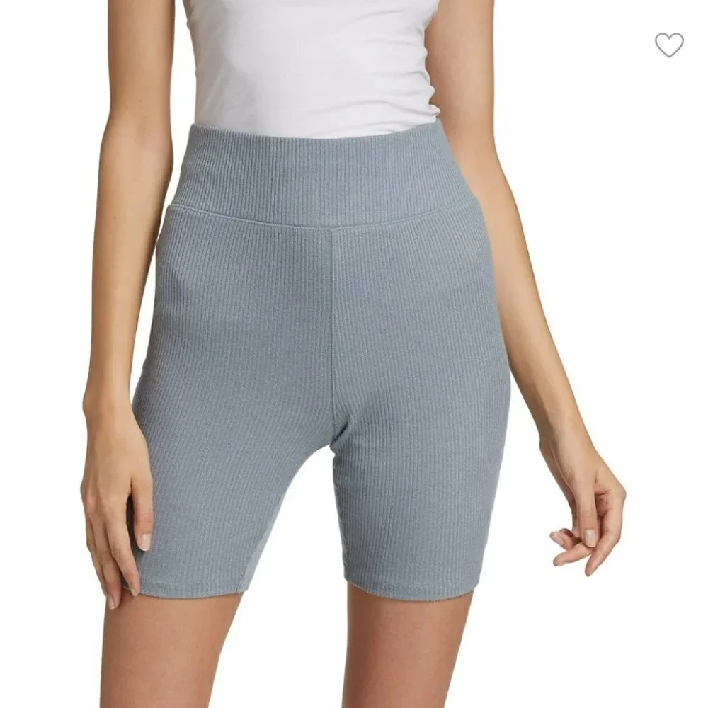 Rag & Bone | NWT The Knit Rib Bike Short Greyed Blue High Waisted Pull-On Size M
